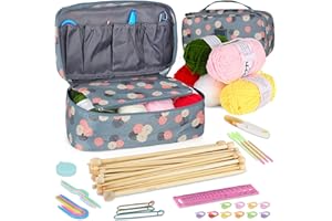 Coopay Knitting Kit 71 PCS Knitting Needles Set, Knitting Kit for Beginners Adults 2mm-10mm Straight Single Pointed Wooden Knitting Needles with Yarn, Wooden Knitting Set with Knitting Accessories