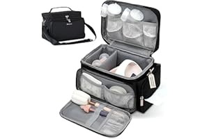 DROPEREUM Insulated Pump Bag for Spectra S1 S2, Wearable Breast Pump Bags with Milk Pack, Pumping Bag with Waterproof Mat for Pump Accessories, Bottle Bags for Travel and Family, Black