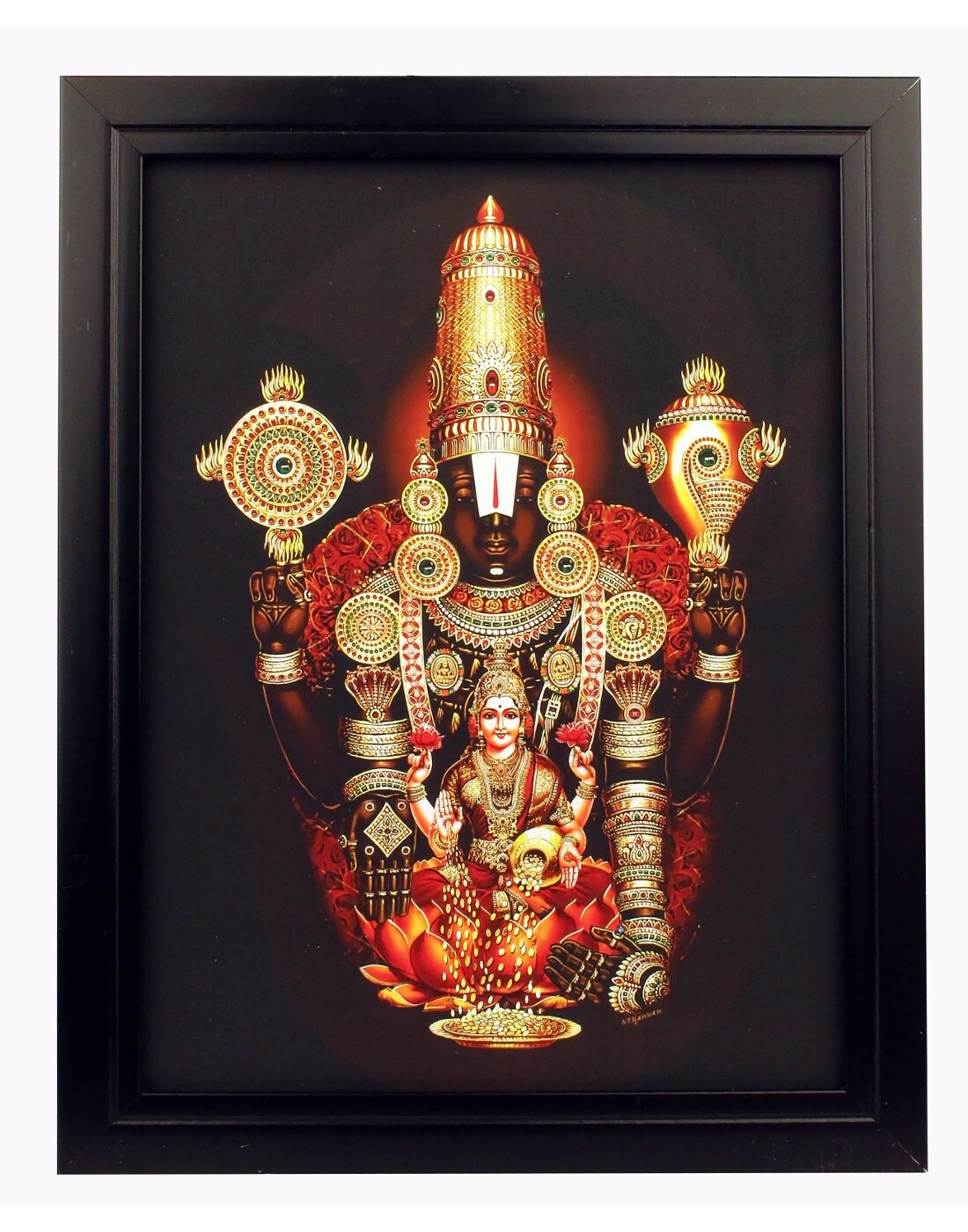 Buy Something Special Lord Tirupati And Maa Lakshmi Wooden Potrait Frame Wall Decor Online At Low Prices In India Amazon In