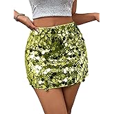 SHENHE Women's Sparkly Sequin High Waist Party Club Mini Bodycon Rave Skirt