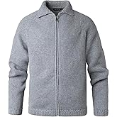 Beryielite Men's High Collar Cardigan Knitted Full Zip Sweater Long Sleeve Casual Sweatshirt