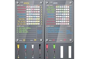 BIROYAL Chore Chart for Kids Multiple Kids, 2 Pack Magnetic Acrylic Chore Board 12"x8" with Markers & Anti-Scratch Pads - Eas