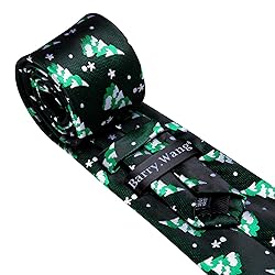 Barry.Wang Mens Christmas Tie Set Black Green White