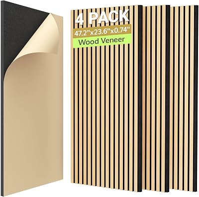 TONOR 4-Pack Acoustic Wood Veneer Wall Panels 47.2 x 23.6 x 0.74 inches