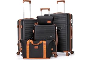 Cosbarn Luggage Sets 5 Piece Suitcases with Wheels, Suitcase Set ABS Hard Case Luggage with TSA Lock Spinner Wheels Durable T