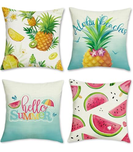 Summer Time Throw Pillow Covers 18x18 Inch - Flannel Decorative Pillow Cases For Home Decor - View #4