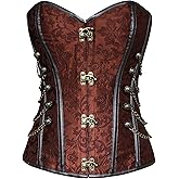 Charmian Women's Spiral Steel Boned Steampunk Gothic Bustier Corset with Chains