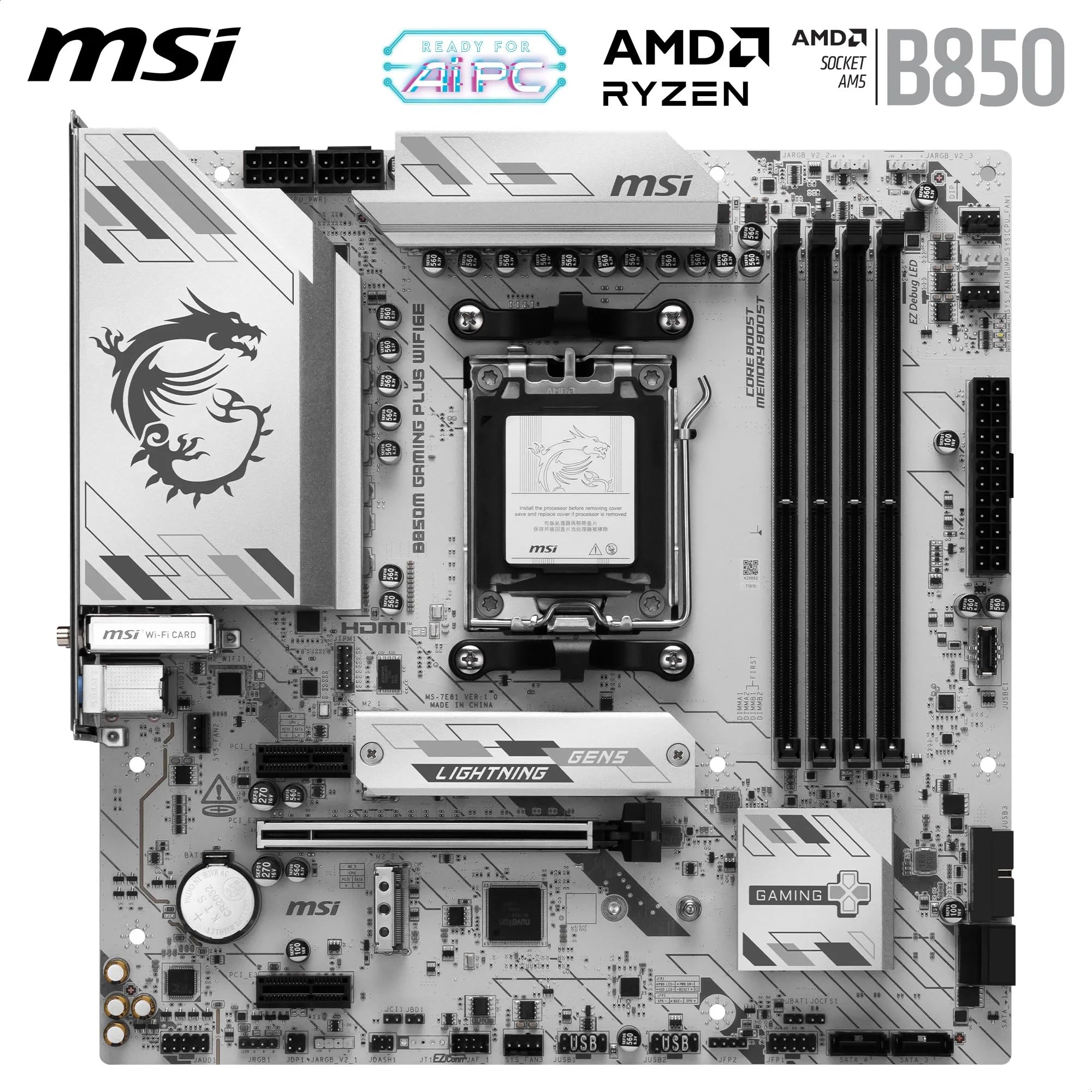 Msi B850M Gaming Plus Wifi 6E Motherboard Vrm Heatsink Design And Pcie Slot Layout