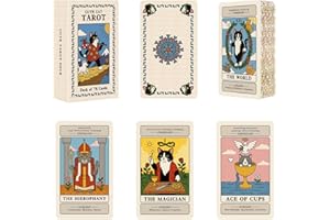 BWTY Best wishes to you Cat Tarot Cards for Beginners with Meanings on Them Beginner Guided Cute Tarot Deck with Gold Foil Edge Standard Size