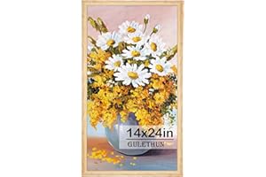 GULETHUN 14x24 Picture Frame, Natural Wood Poster Frame, Home Decor Natural Gallery Frames, Horizontal or Vertical Format, Sturdy, Plexiglass, Large Wall Decor, for Photos, Artworks, Posters