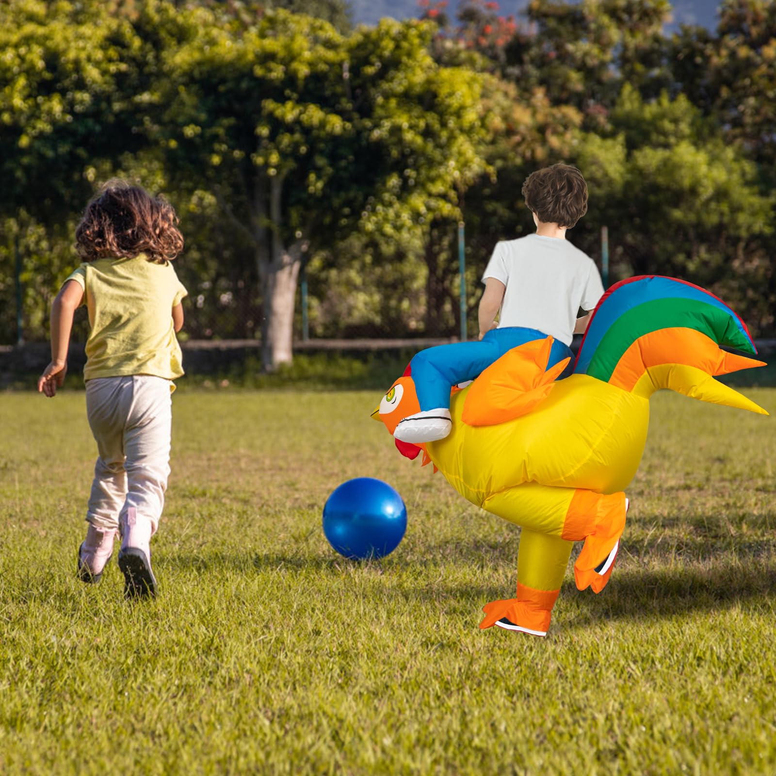 Stegosaurus Inflatable Costume for Kids Ride On Chicken Costume Funny Halloween Costumes For Boy Girl Rooster Blow up Costumes