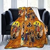 Abucaky Black Women Fleece Throw Blanket Ultra Soft Cozy Ethnic African American Decorative Flannel Blanket for Home Bed Couch Chair Travel 50x40in