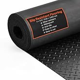 VEVOR Diamond-Plate Rubber Flooring Roll, 3 mm x 4 ft x 10 ft Garage Floor Mat, SBR, Easy to Clean, Diamond Plate Rubber Mat for Under Cars, Garage Industry Gym, Black