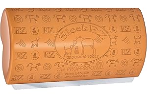 SleekEZ Original Deshedding Grooming Tool for Dogs, Cats & Horses - Undercoat Brush for Short & Long Hair - Painlessly Remove 95% of Loose Hair, Fur & Dirt - Easy to Clean - USA Made (Pro - Orange)