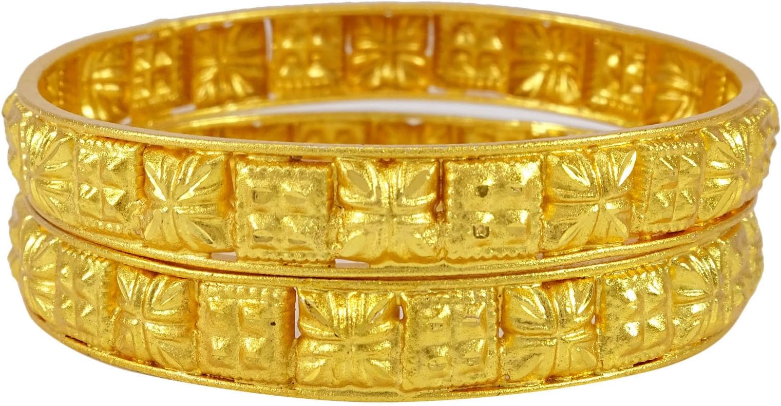 Banithani 18K Goldplated Indian Designer 2 Pcs Kada Bangle Set Women Bridal Jewelry