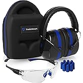 TradeSmart All-in-One Shooting Ear Protection - Comfort+ NRR 28 Earmuffs, Glasses & Earplugs + Carry Case