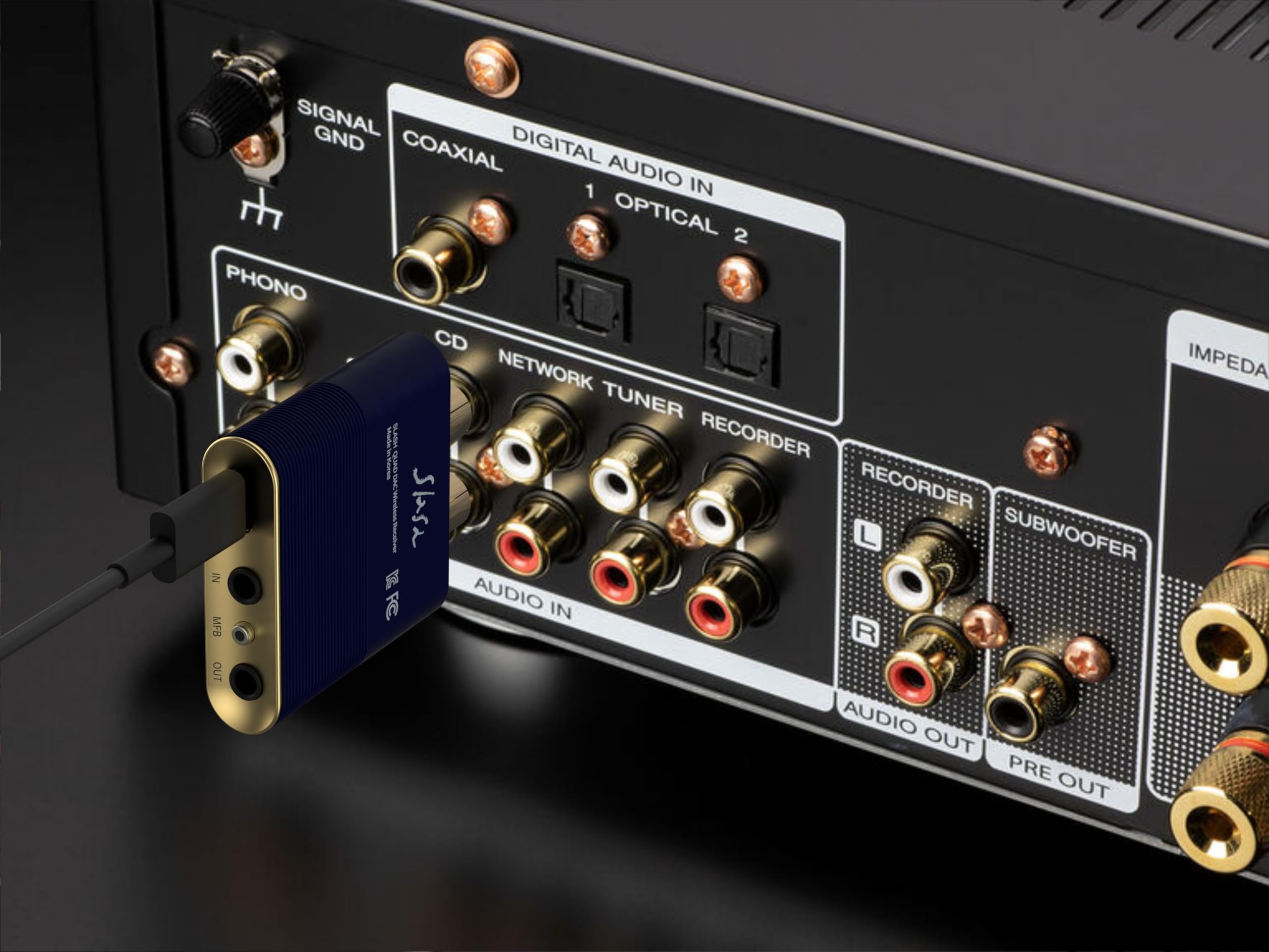 Slash6 LDAC Bluetooth DAC – aptX Adaptive/HD, USB & Optical in/Out, Hi-Res Audio, Headphone Amp, Compact Wireless Adapter for Home Stereo & Vintage Amps