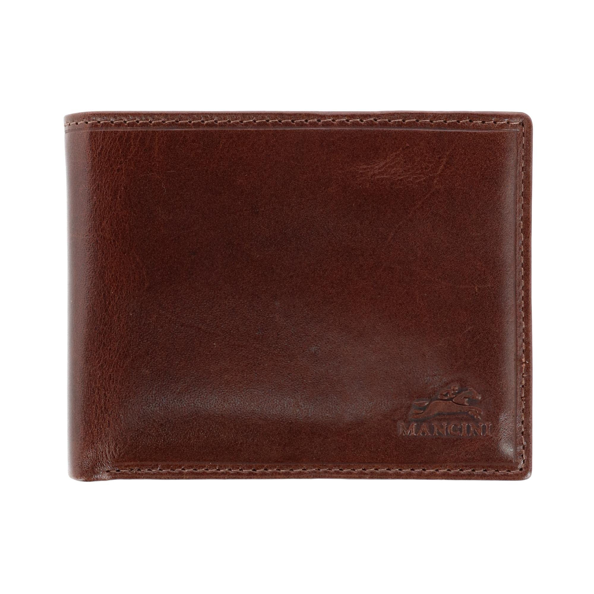 Men's Leather Bifold Wallet with Coin Pocket, Brown