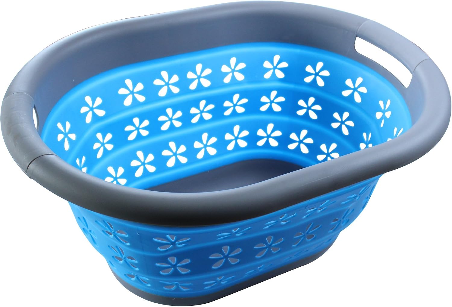 Laundry Master Collapsible Laundry Basket, Blue/Grey, 50 x 37.5 x 6 cm - Image 3