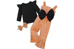 MIGU Toddler Girl Clothes Ruffled Long-sleeved Top Bell Pants Jumpsuit Headband Girls Fall Winter Outfit 3Pcs Set