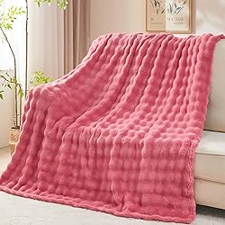 NEWCOSPLAY Queen Blanket for Couch Coral Pink Super