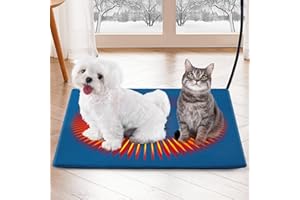 NIGWET Cat Heating Pad Indoor Outdoor, Pet Heating Pad for Cats Dogs Puppy with 5 Level Timer and 6 Level Temperature, Heated Cat Bed with Durable Non-Bite Tube Heated Cat Dog Bed Blue（18 ''*28 ''）