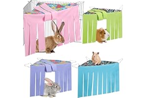 Kacctyen 4 Pieces Guinea Pig Hideout and Toys Small Animal Corner Fleece Hideaway Cage Triangular Cute Ferret Hammock Rat Chinchilla Hideout Sleeping Bed for Hamster Hedgehog Small Bunny (Stylish)