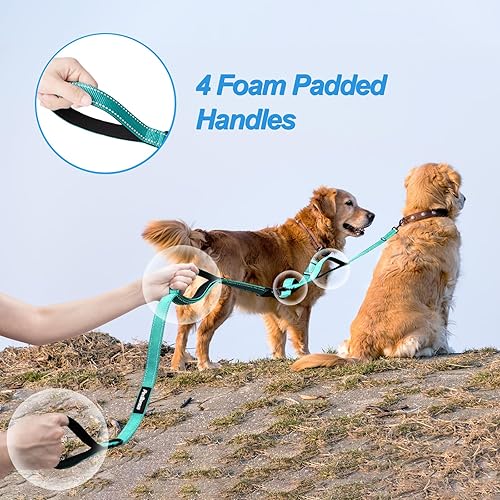PetBonus Double Dog Leash, No Tangle Dual Leash, Reflective