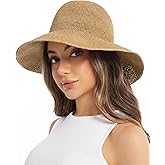 Women’s Packable Straw Floppy Beach Hat – Wide Brim Crochet Bucket Sun Hat for Summer