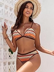ZAFUL Women's Colorblock Stripes Triangle Bikini