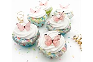 SUGAR ROBOT INC. Sugar Robot Edible Butterflies for Cake Decorating - Small Pastel Pink Butterfly Cake Toppers and Cupcake Toppers - Decoration Made in the USA - Premium Crafted (Pink)