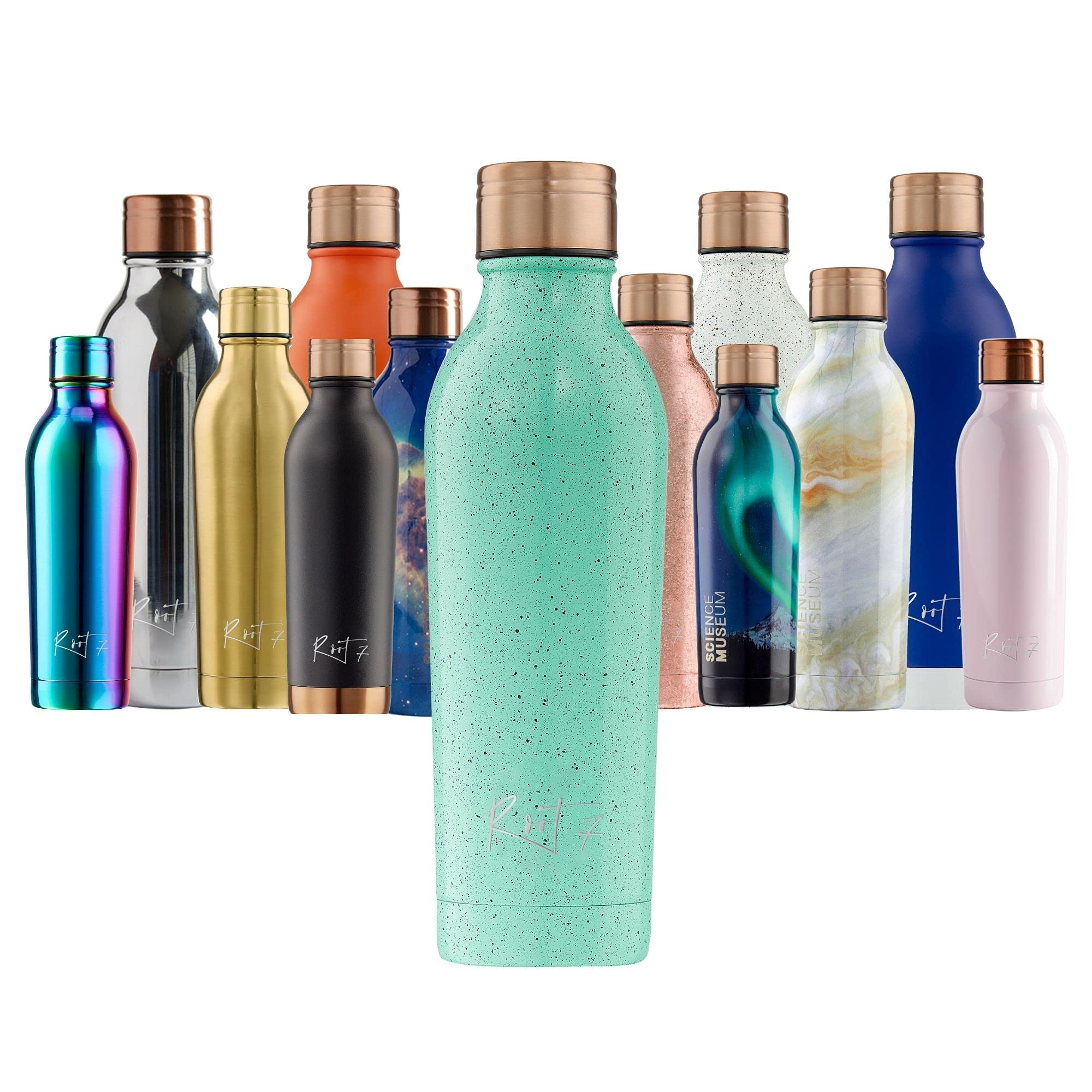 Root7 Bottle | Stainless Steel Water Bottle | Mint Choc Chip 500 ml | Double Walled & Copper Insulated | Reusable Thermal Flask | BPA Free, Leak - Proof Bottle | Cold for 30 Hours & Hot for 20 Hours