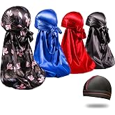 ForceWave Silky Durags for Men 360 Waves, with a Designer Do Rag &amp; Wave Cap | Premium silky satin, soft breathable, for 360 wave hold, sleeping, gym, daily matching, men, women, 4 piece set