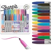 Sharpie Electro Pop Permanent Markers, Fine Tip, Marker Set, Assorted Colors, 24 Count - Coloring, Drawing, Art, Markers, Writing
