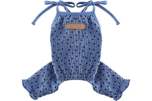 KOSIYI Dog Pajamas Spring Summer Dog Clothes for Small Dogs Girl Boy Star Strap Puppy Onesie Pjs for Doggie Pet Cat Jammies Apparel, Blue, Small