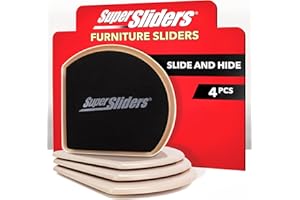 Super Sliders 7" Reusable Slide and Hide Furniture Sliders for Carpet, Beige (4 Pack)