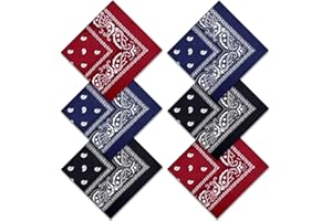 CHRORINE 6 Pcs Bandanas Face Scarf Headband Handkerchiefs Neck Scarf For Men Women Outdoor Sport