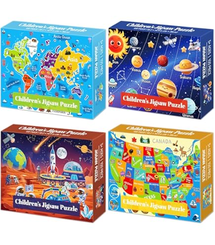 Amazon.com: 4-Pack 100 Piece Puzzles for Kids Ages 4-6 6-8 8-10