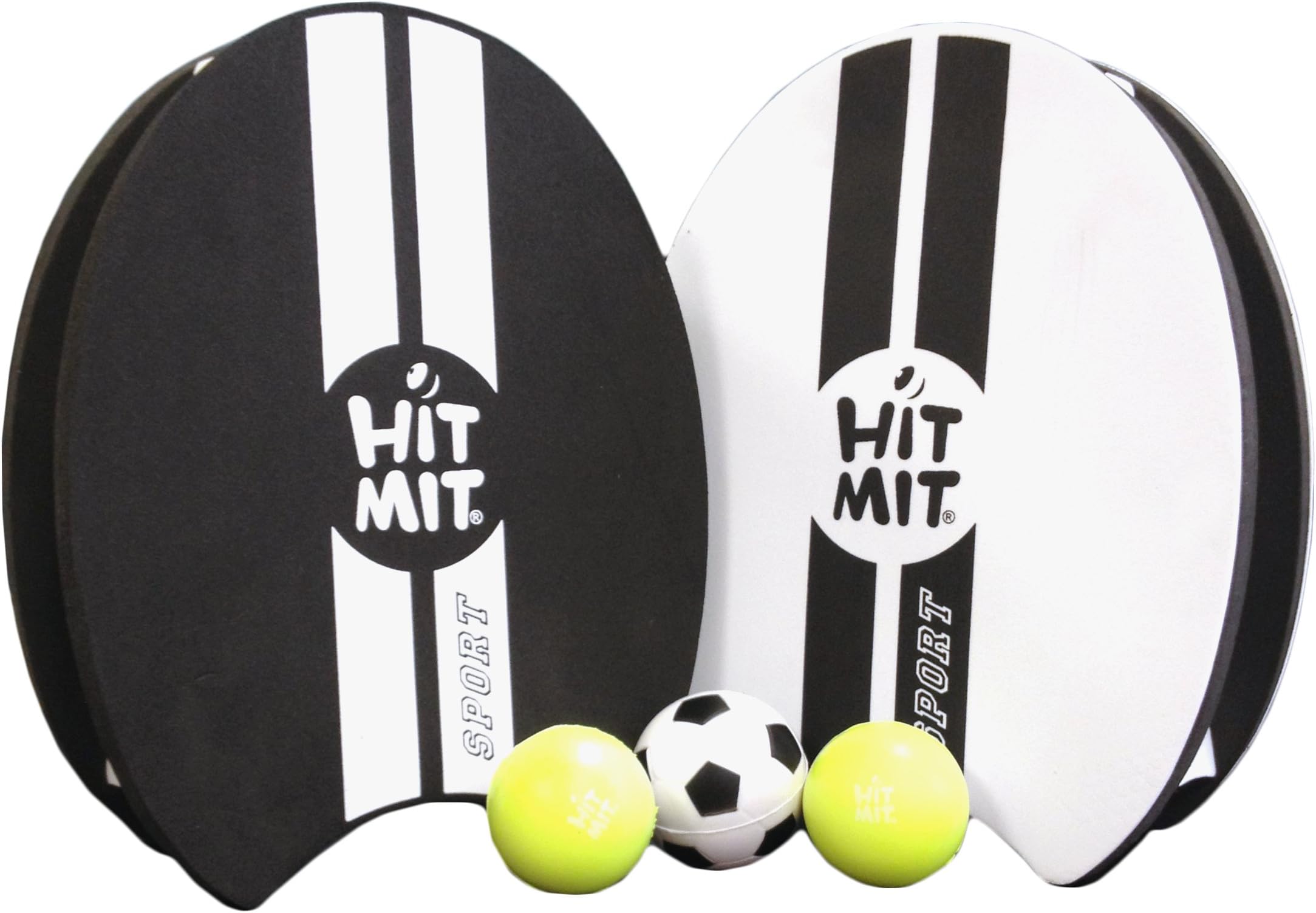 HIT MIT Sport All-Weather Waterproof Hand Paddle Ball Game - 2 Paddles, 2 Standard Balls, 1 Oversized Ball, and 1 mesh Bag for Easy Transport