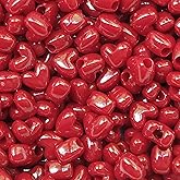 Heart Beads Bright Red Pony Beads Pk/50 Large Hole Made in USA
