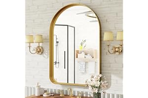 EASLY Arched Bathroom Mirror - 36x24 Inch Gold Bathroom Mirror for Wall - Aluminum Alloy Framed Mirror - Arched Top Bathroom Vanity Mirror for Living Room, Bedroom, Mantel, Entryway, and Hallways