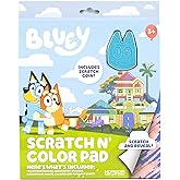 Bluey Scratch &lsquo;n Color Pad, 9-Page Activity Coloring Book, Includes Scratch Art, Stickers for Kids, Bluey Toys, On the Go Activity Playset, Bluey Toys for Toddlers 1-3, Great Gift for Kids Ages 3 &amp; Up