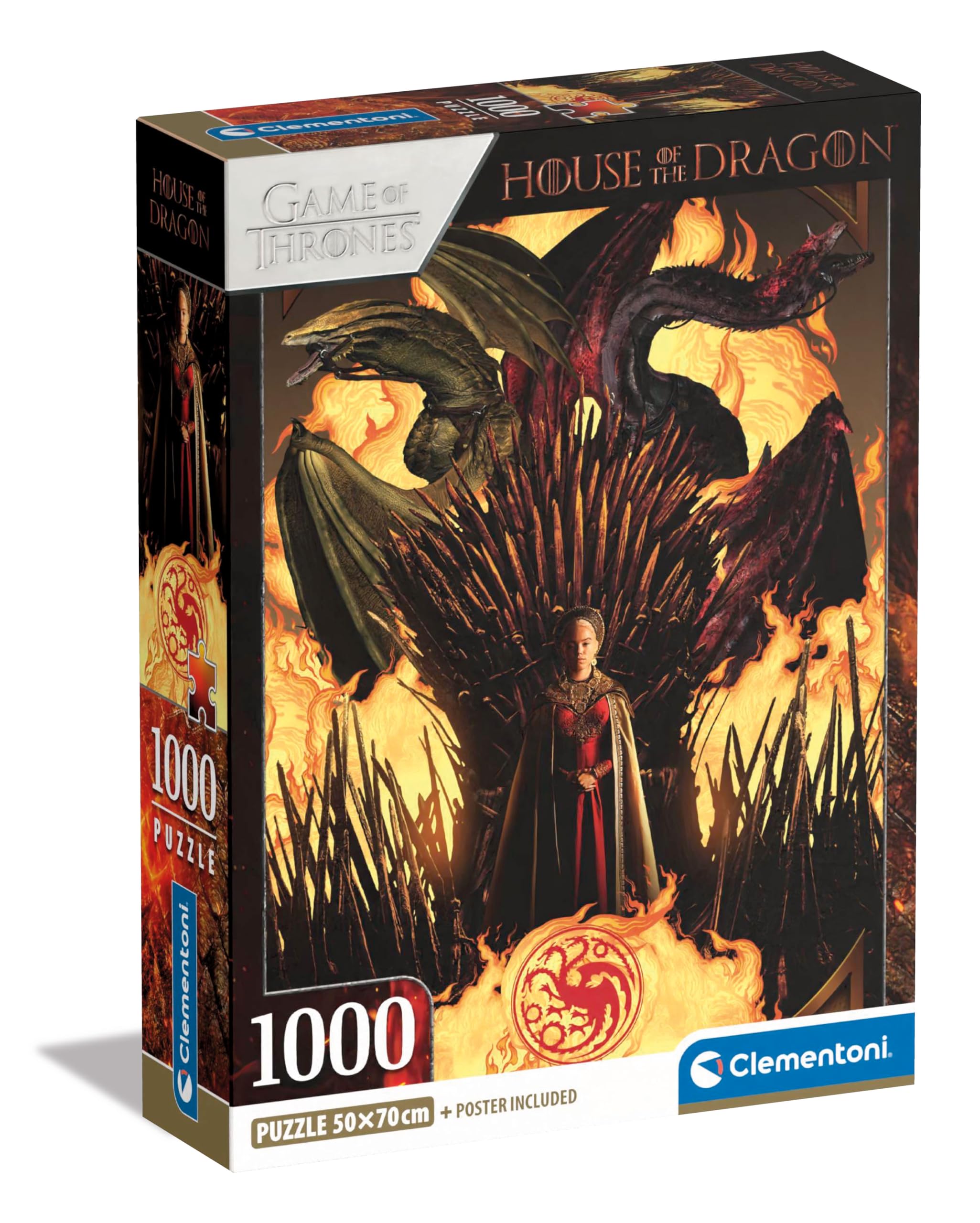 Clementoni Jigsaw Puzzle House Of The Dragon 1000 Pieces - Compact Box, Poster Included, Puzzle For Adults 14-99 Years, Gift For Men/Women, Made In Italy, 39904