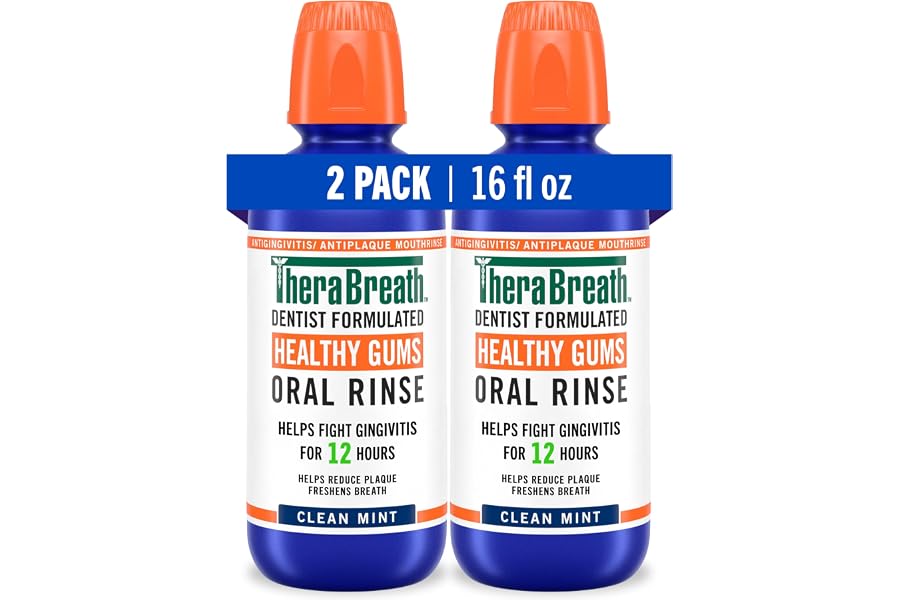 TheraBreath Healthy Gums Oral Rinse, Antigingivitis, Clean Mint Flavor, Dentist Formulated to Help Prevent Gingivitis and Sup