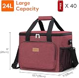 Lifewit Lunch Bag 24L Insulated Cooler Burgundy 40 Cans Soft Tote view 3