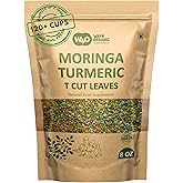 Moringa Leaves Tea with Turmeric 8 oz, Boost Immunity, Aid in Digestion, 120 Servings Per Package, Caffeine Free, One Leaf Tea with Two Benefits (Pack of 1)