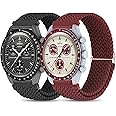 Tovimall Braided Bands for Moonswatch Watch,20mm Stretchy Nylon Band,Compatible with Omega X Swatch Moonswatch Speedmaster 20mm Watch,Swatch Omega Moonswatch Speedmaster Watch Replacement Strap for Women Men