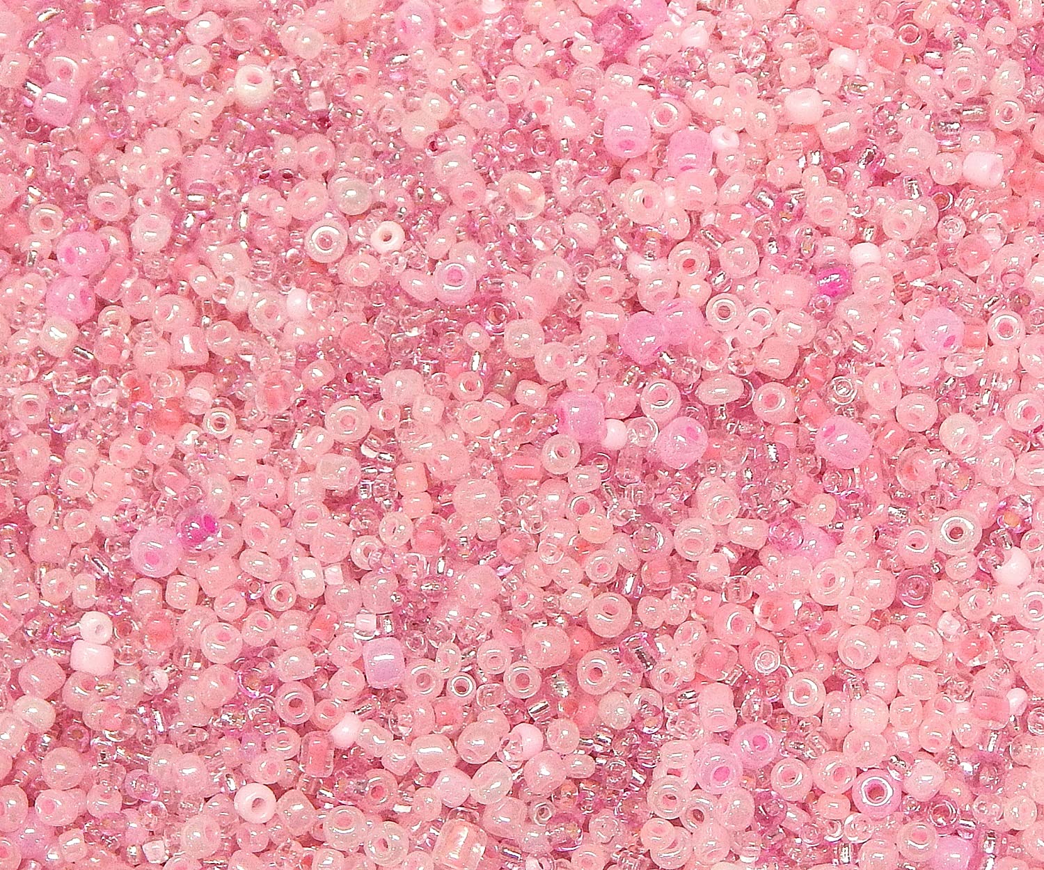 Perlin Pack of 3000 Glass Seed Beads 2 mm 3 mm 4 mm Round Pony Beads Mixed Sizes Colour Mix (Pink)
