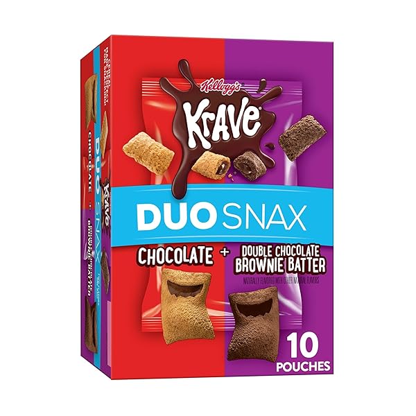 KRAVE DUO SNAX CEREAL SNACKS, KIDS SNACKS, LUNCH SNACKS, CHOCOLATE AND DOUBLE CHOCOLATE BROWNIE BATTER, 5OZ BOX (10 POUCHES)