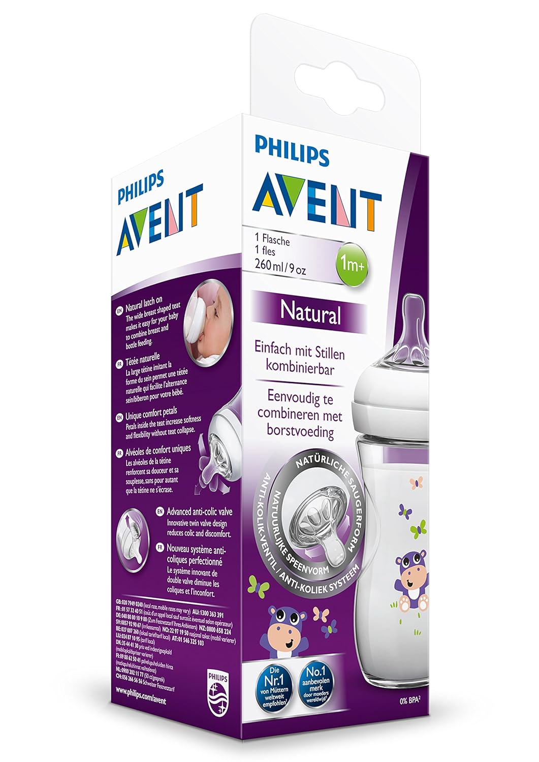Philips Avent Natural Decore Biberon Hippoppotame 260 Ml Kits De Biberons Bebe Puericulture Lawawarenesssociety In